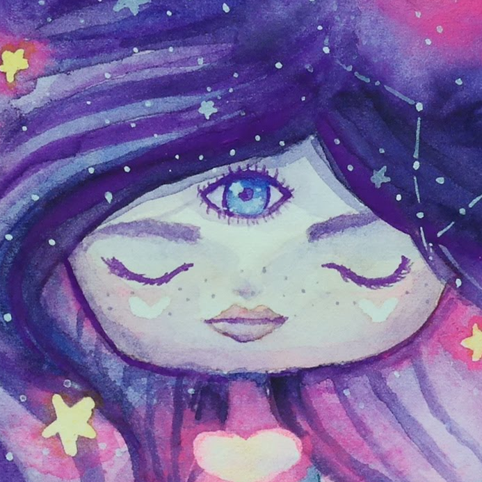 Watercolor Speed Art: Starry Skies Gleaming Eyes
