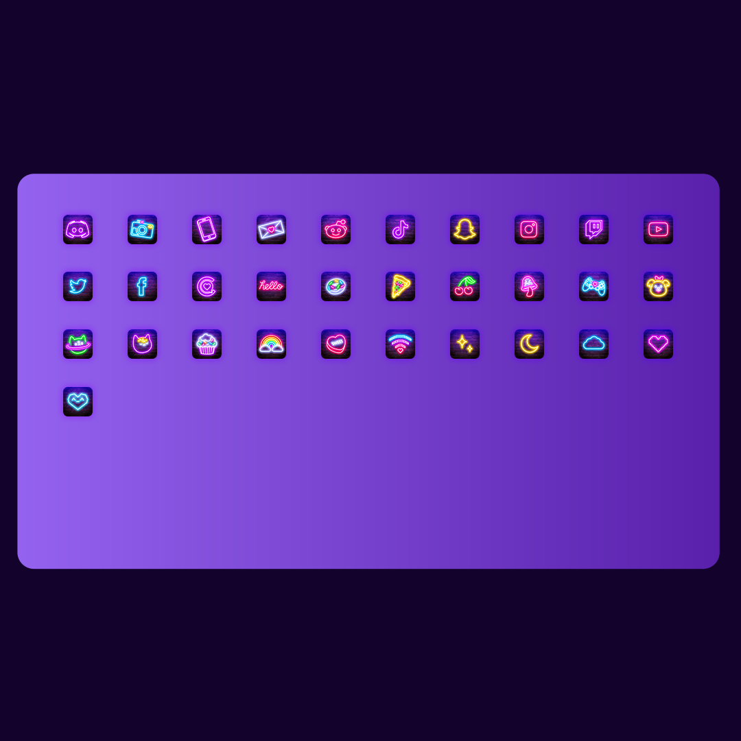 iOS 14 Neon Icon & Widget Pack by iHasCupquake