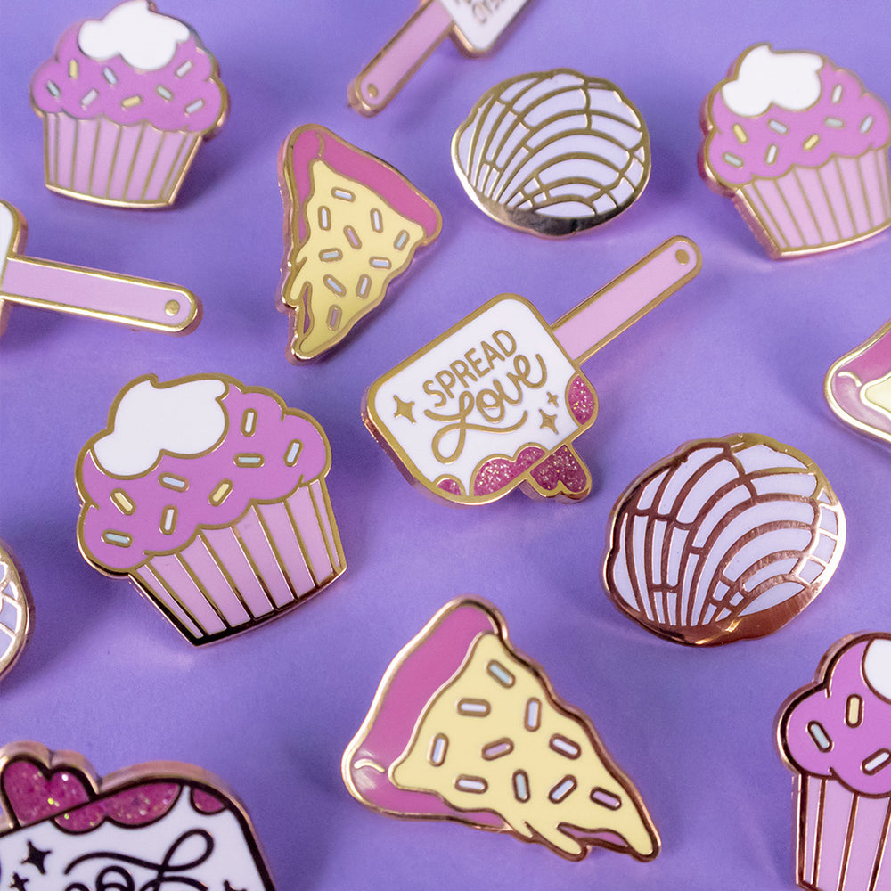 Bakery Pin Set (pizza, cupcake, spatula, concha)