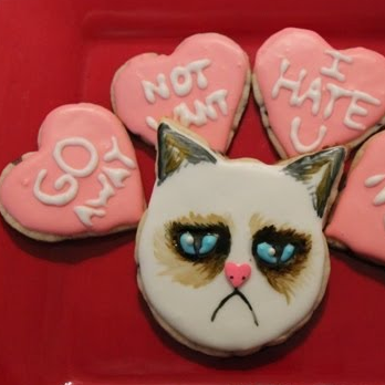 Grumpy Cat Valentines Day Cookies