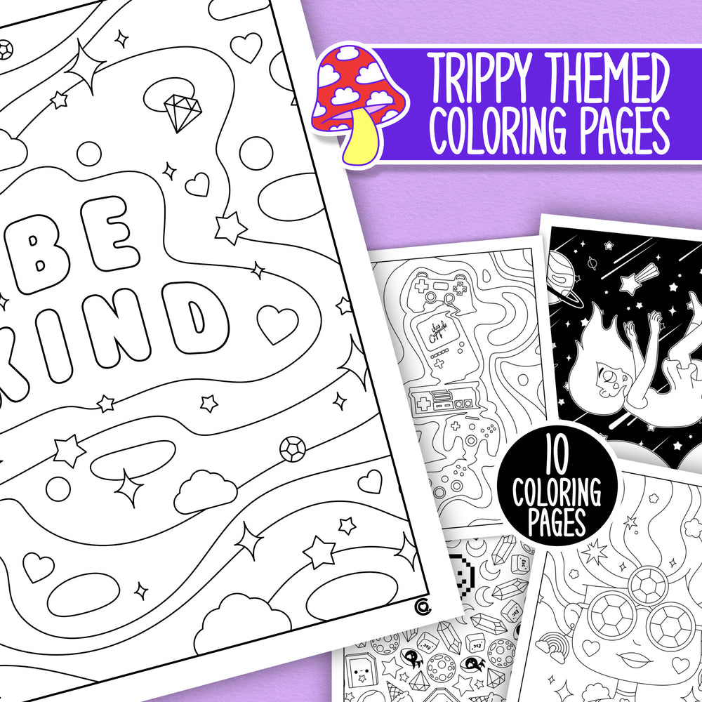 Psychedelic Paradise - Trippy Themed Coloring Pages (Digital Download)