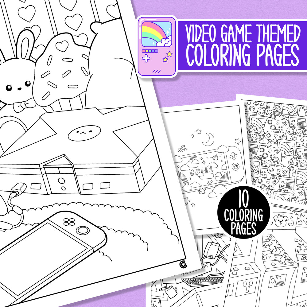 Pixel Playground - Video Game Themed Coloring Pages (Digital Download)